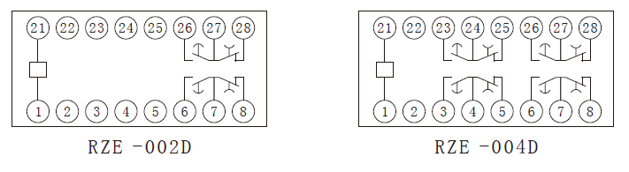 RZE-D系列中間繼電器內部接線(xiàn)圖