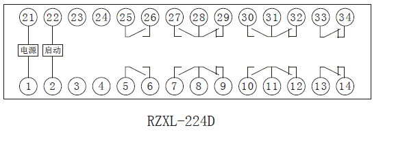 RZXL-D系列小電流啟動(dòng)中間繼電器內部接線(xiàn)圖