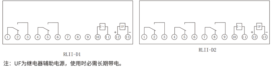 RLII-D系列靜態(tài)電流繼電器內部接線(xiàn)圖