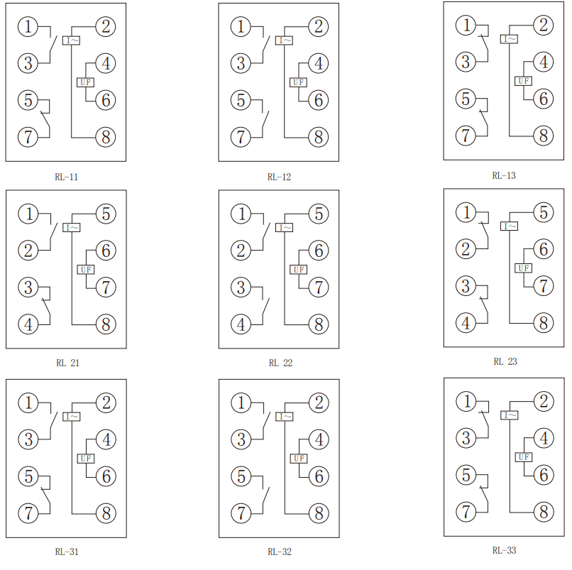 RL系列電流繼電器內部接線(xiàn)圖