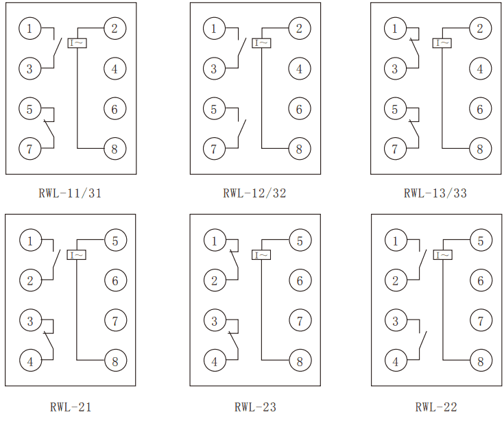 RWL系列無(wú)輔源電流繼電器內部接線(xiàn)圖