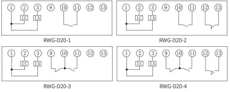 RWG-D系列無(wú)源兩相過(guò)流繼電器內部接線(xiàn)圖