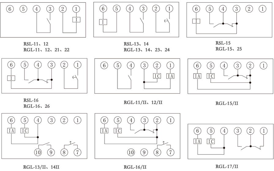 RGL系列過(guò)流繼電器內部接線(xiàn)圖