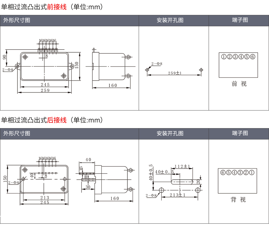 JL-8C/31-2凸出式固定安裝結構外形尺寸