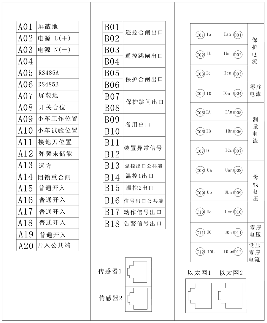 RHS5001微機保護測控裝置端子背部圖說(shuō)明